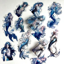Mermaid Merman Anime Stickers Junk Journal Collage Scrapbooking Laptop Phones