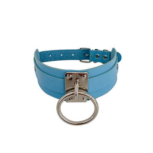 Damen Choker Punk Kunstleder Halskette großer Ring Schmuck OPTIONALE KETTE - Bild 9 von 11