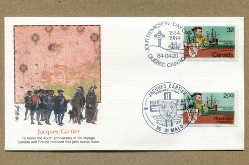 CANADA / FRANCE Joint First Day series 1984-04-20 450th.  JACQUES CARTIER. F.D.C