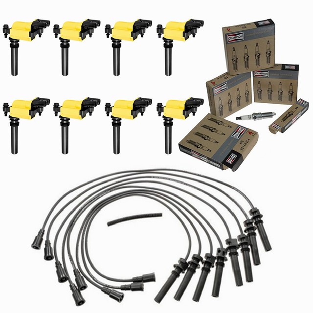 Yellow Ignition Coil Wire Set + Spark Plugs for Dodge Ram 1500 2500