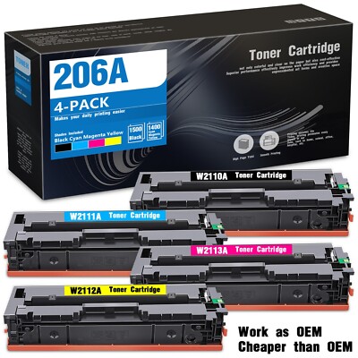 FADSOON  206A 4-Pack Toner with Chip for HP Pro MFP M282N M255NW M255DW