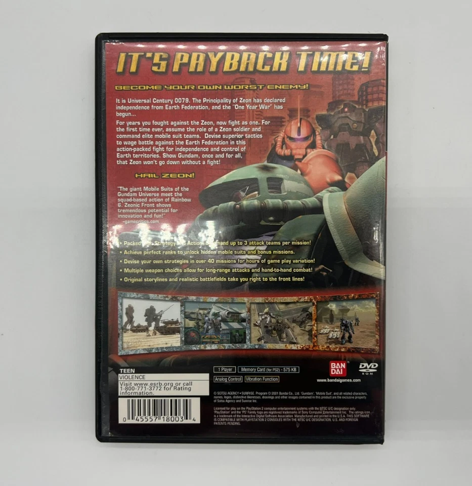 Mobile Suit Gundam: Zeonic Front (Sony PlayStation 2, 2002) [No Manual] - Image 2 of 4