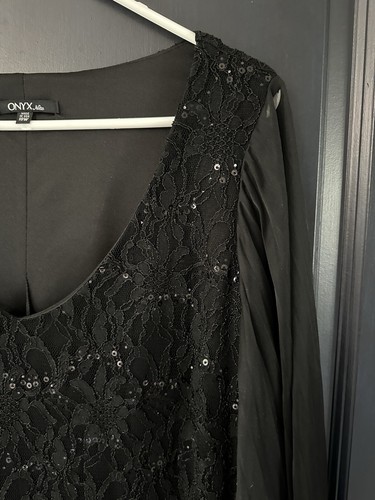 Y2K Onyx Nite Whimsy Goth Lace Sequin Evening Party Dress NWT Plus Size - Picture 5 of 6