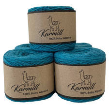 Alpaca Wool Skeins 100 Baby Alpaca Yarn Sport Weight Lot of 5 Bay Blue C996