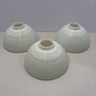 3 Antique Milk Glass Ribbed Lampshade 6" Art Deco. L-17