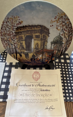 Henri d'Arceau & Fils Arc de Triomphe Porcelain Plate COA, French Paris