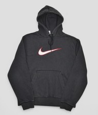 Nike Sweatshirt Mens L Black Big Logo Center Swoosh Hoodie Pullover Sportswear