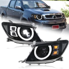Pair LED Headlights Assembly w/ DRL Turn Signal For Toyota Hilux Vigo 2008-2011
