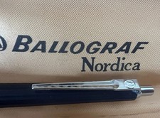 🔴 Ballograf Stift Kugel Nordica Druckknopf Snap Blau Chrom Schreibt Vintage