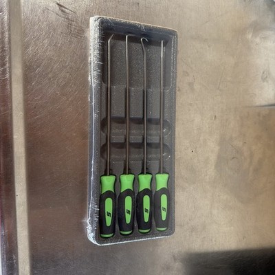 Snap-on Tools USA NEW 4pc GREEN Soft Grip Long Miniature Pick Set SGLASA204CG