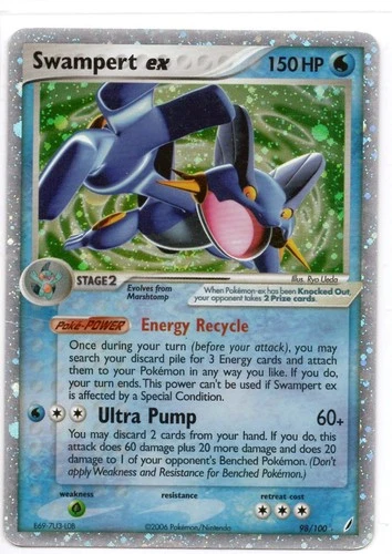 Pokemon Card Crystal Guardians Swampert ex 98/100 Holo EX Rare
