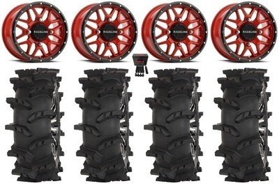 Raceline Krank 14''Wheels Red 30''Outlaw Max Tires Kawasaki Mule Pro FXT  KRX
