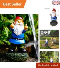Divertente statuina gnomo da giardino blu - doppio dito medio decorazione esterno regalo