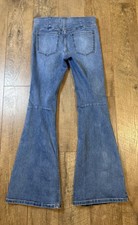 Free People Flare Jeans Womens 28 Midrise Pull On Blue Stretch Denim Bell Bottom