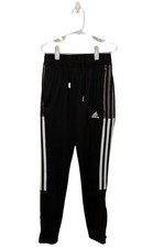 adidas AEROREADY Boys Black Track Pants Striped Tapered Youth Small / 9-10Y