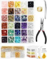 Jewelry Making Kit with 1956 Natural Chip Stone Beads and Charms