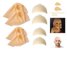 8 Pcs Latex Bald Cap Set for Adults - Cosplay  Halloween Costume Accessory
