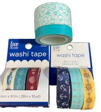 Washi Tape Lot -8 Rolls Nautical Whimsy SLIM Washi Decorative Tape Crafts
