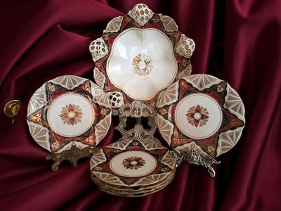 Alhambra by Austria 6 Dessert Plates 1 Reticulated Pierced Bowl