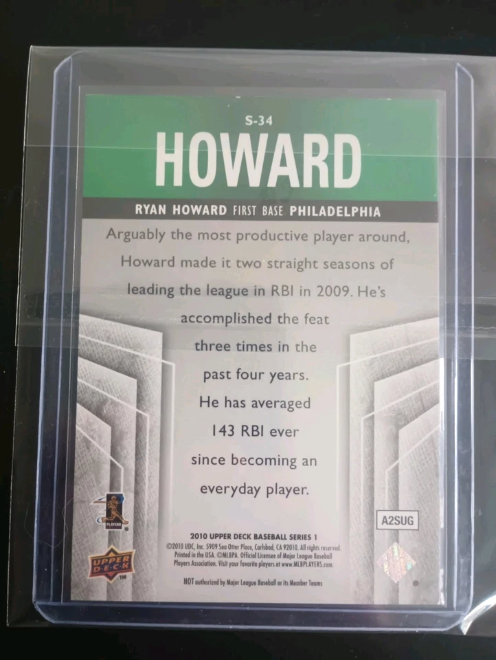 2010 Upper Deck - Supreme Ryan Howard #S-34 Green - Image 2 of 2