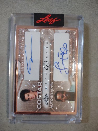 2023 LEAF Decadence CoStar ANDREW GARFIELD & JAMIE FOXX 3/5 DUAL AUTO MINT SP 📈 - Foto 5 di 10