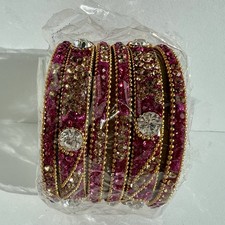 Bollywood Style Indian Rhinestone Bangle Set Ethnic Statement Jewelry