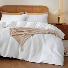 100 Egyptian Cotton Duvet Cover Set Queen Size, Waffle Weave Duvet Cover, 600 T