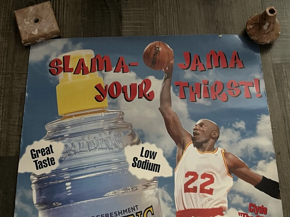 1990's Slama Jama Clyde Drexler Spalding Drink Poster Rare 18x24 Collectible - Image 2 of 4