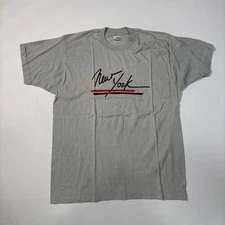 Vintage 90s Screen Stars NY Gray Graphic Tee Men's XL Cotton USA Made