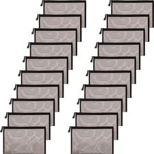 20 PCS 9.5x7.1 Black Mesh Zipper Pouch, Cosmetic Bag, Pencil Case, Makeup