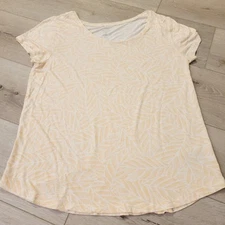 Luxe Gap Leaf Leaves Print Peach Short Sleeve Shirt Top Size Medium