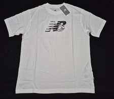 New Balance Men's White Metalic Logo Sports Running l Cotton T-Shirt SZ Large