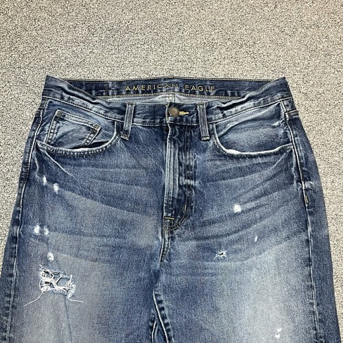 American Eagle Jeans Mens Size 32X26 (Fits 32X24) Relaxed Taper Distressed - Picture 2 of 10