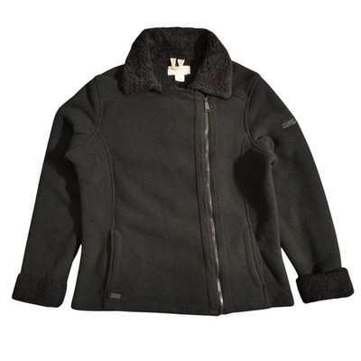Regatta Jacket Women 14 Black Fleece Sherpa Asymmetrical Zip Cuff Pile Biker Fur