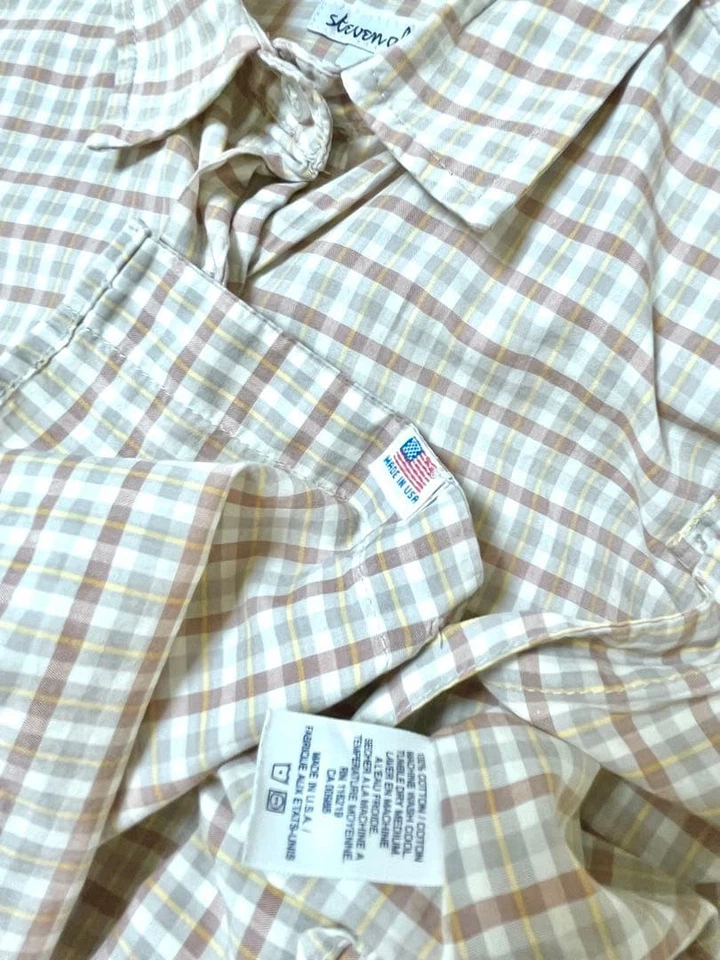 Рубашка клетчатая Steven Alan хлопковая клетчатая бежевая размер S USSize P - Изображение 3 из 4