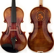T31 Master Antique Strad Style Carved Beethoven Violin 4/4 European Wood Special