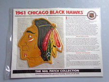 VINTAGE NHL HOCKEY 1961 CHICAGO BLACK HAWKS Collection Patch w History Stats