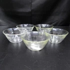 5 PYREX 445 Clear Glass Custard Cups Ramekin Bowls 3 Rings Smooth Edge