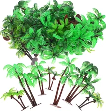 Toyvian Coconut Palm Tree Model: 31Pcs Artificial Plant for Railway Building