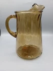 Vintage Anchor Hocking Glass Brown Swirl Pitcher