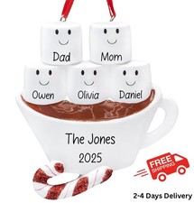 Personalized MARSHMALLOW HOT CHOCOLATE FAMILY of 2-3-4-5-6 Christmas Ornament