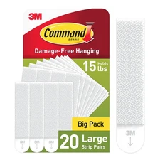 Command Large Picture Hanging Strips White 20 Pairs/Pack (17206-20NA) 1720620NA