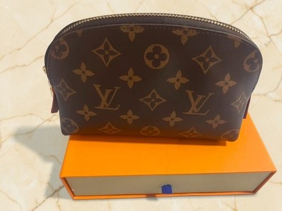 Louis Vuitton Brown Monogram Cosmetic Pouch wallet with Box