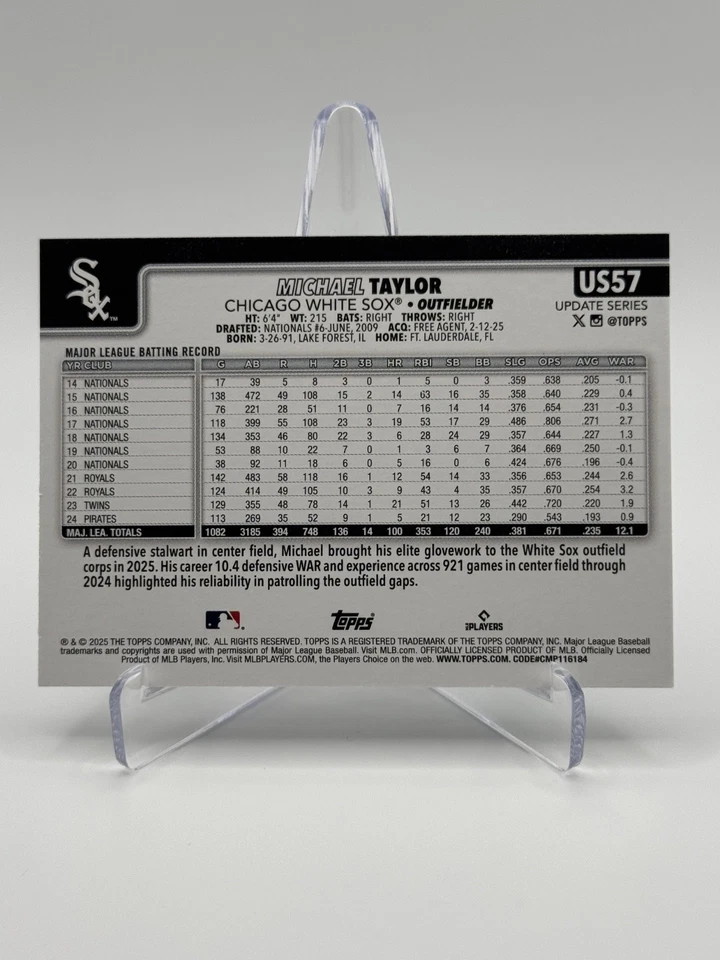 2025 Topps Update Series '25 #US57 MICHAEL TAYLOR | Sandglitter - Image 2 of 2