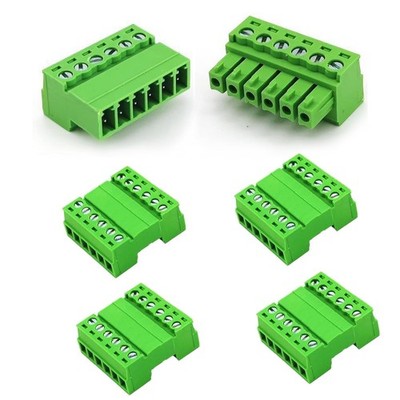 5 Set 6 Pin 3.81mm Pitch Screw Terminal Block Connector, Male Plug and Female...