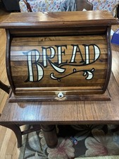 Vintage Roll Top BREAD BOX Storage Primitive Rustic Farmhouse Wooden