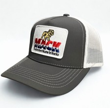 Mack Truck Embroidered Bulldog Logo SnapBack Hat Grey/White Adjustable Mesh Cap