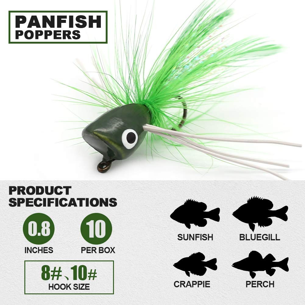 Fly Fishing Poppers Lures for Bass Panfish Flies Topwater Popper for Crappie ... - Image 3
