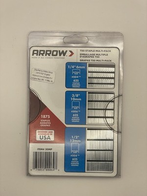 Arrow T50 Heftklammern Multipack 6 mm 10 mm & 12 mm Karton 1875 (3 x 625)