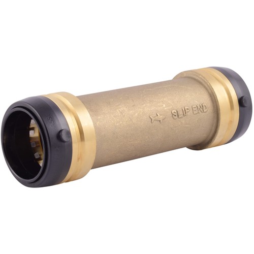 SharkBite 1-1/2 x 1-1/2 in Slip Coupling, Push-to-Connect Brass Plumbing Fitting